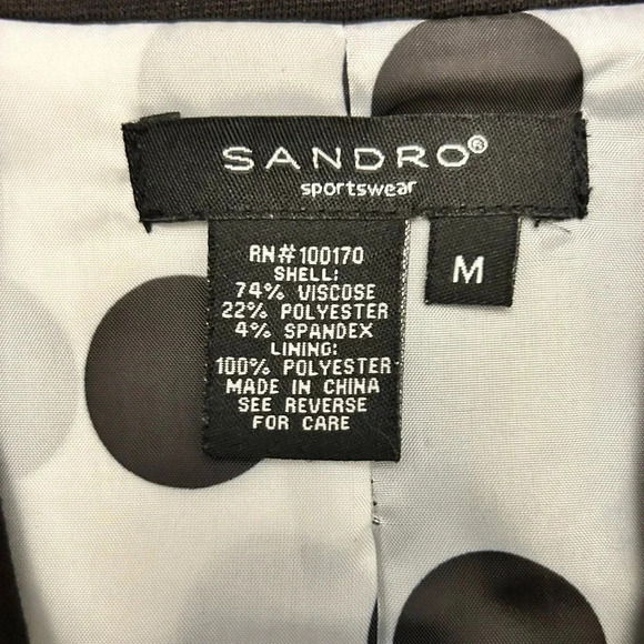 Sandro Women’s Black Big Button Double Breasted Crop Blazer Size M Office Work - Picture 7 of 8